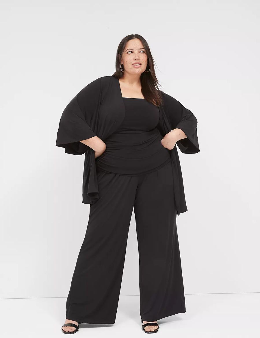 Lane Bryant Matte Jersey Pull-On Wide Leg Pantaloni Donna Nere | CFO2675YM