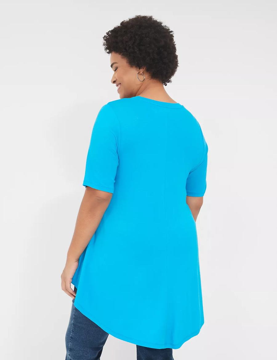 Lane Bryant Max Swing Perfect Sleeve Crew-Neck Tee Magliette Donna Blu | SGP664IX