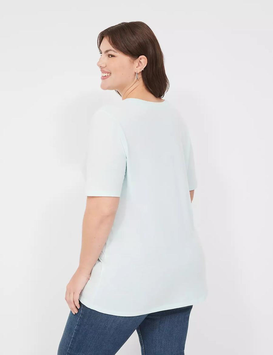 Lane Bryant Perfect Sleeve V-Neck Tee Magliette Donna Verdi Chiaro | KUG3644QD
