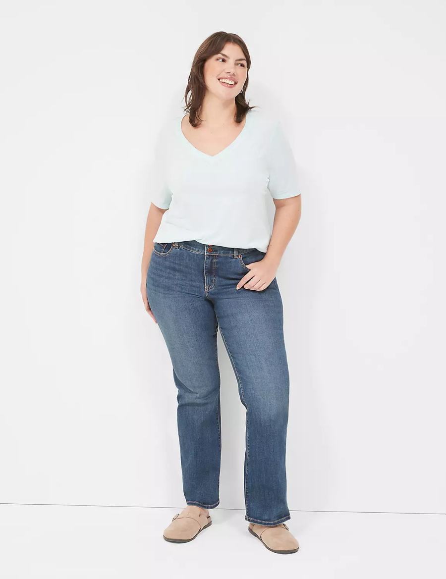 Lane Bryant Perfect Sleeve V-Neck Tee Magliette Donna Verdi Chiaro | KUG3644QD