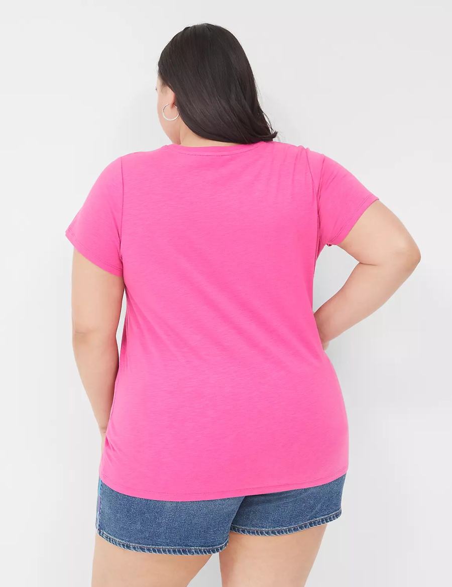 Lane Bryant Snoopy Surf Glitter Graphic Tee Magliette Donna Rosa | UKS382OJ